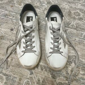 Women's Super-Star with suede star and blue heel tab